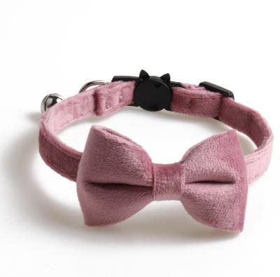 China High Sustainable Texture Pet Cat Collar Velvet Bow Cat Collar With Bells for sale