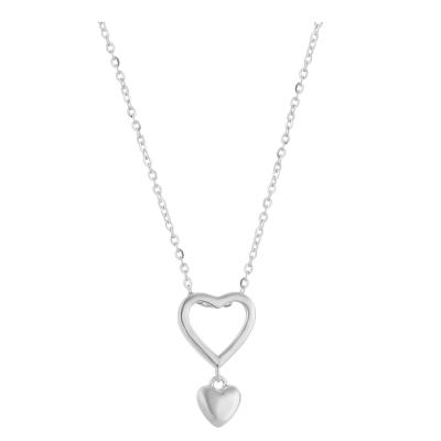 China 2021 New Arrival Fine Jewelry Platinum Rhodium Gold Plated 925 Sterling Silver Cute Brass 7g Women Double Pendant Necklace Heart for sale