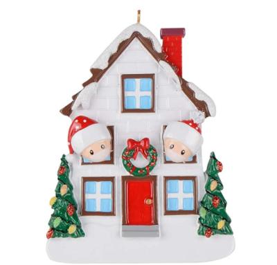 China Personalized Resin Christmas House Family 2 Christmas Ornaments for sale