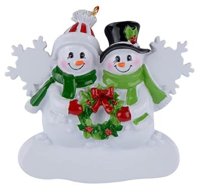 China 2 Piece Personalized Christmas Tree Ornament Resin Snowman Family for sale