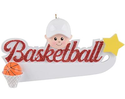 China Resin Personalized Basketball Boy Christmas Ornament for sale