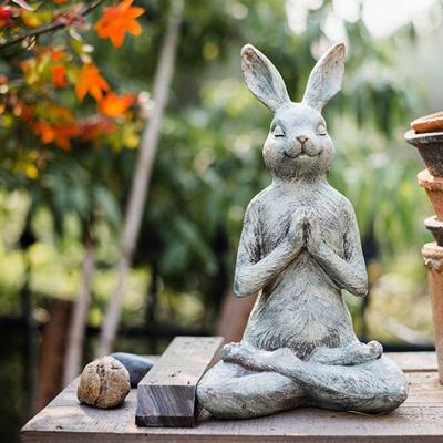 China Yoga Bunny Figure Europe Yoga Rabbit Statue Figurine Resin Indoor Outdoor for sale