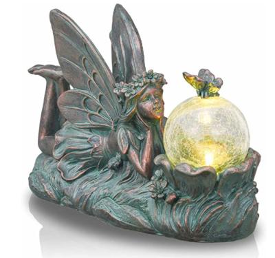 China Europe large fairy garden statues and sculptures with solar lights for sale