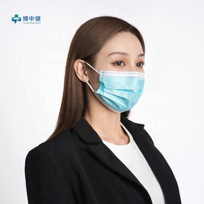 China Adult Nonwoven Fabric Blue Disposable Flu Surgical Dust 3 Ply Face Masks For Adult for sale