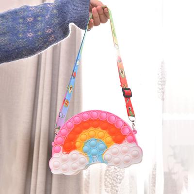 China New Popular Portable Busty Person Cross Bags Busty Person Pencil Case Bust Toy Bags Rainbow Shape Soft Bags For Students for sale