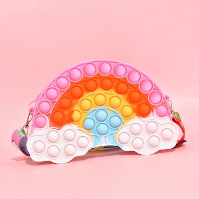 China New Popular Cross Bag Bustle Cross Bags Bustle Person Pencil Case Bustle Toy Bags Rainbow Shape Soft Bags For Students for sale