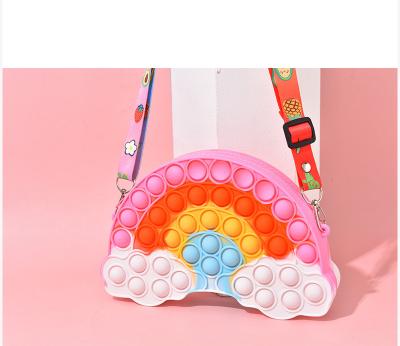 China New Popular Portable Busty Person Cross Bags Busty Person Pencil Case Bust Toy Bags Rainbow Shape Soft Bags For Students for sale