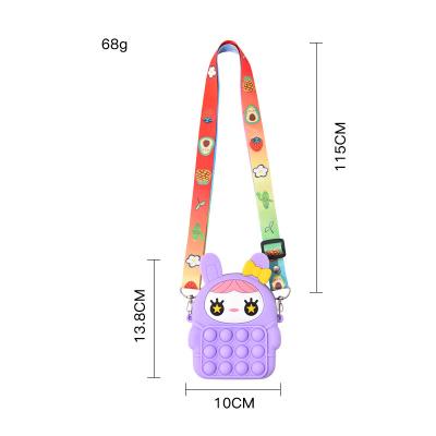 China New Fashion Portable Rabbit Shape Back To School Silicone Wallet Bags Push Sticky Person Sensory Toys Pencil Case For Students for sale