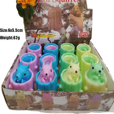 China Stress Relief Portable Decompression Evil Squirrel Cup Toys Squeeze Squirrel Toys Crush Toy For Kids Adults for sale