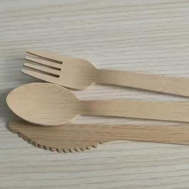 China Wholesale Disposable Eco-Friendly Disposable Heat-resistant Natural Bamboo Cutlery Sets Knife Fork Spoon for sale