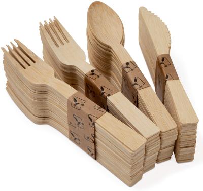 China Wholesale Custom Portable Bamboo Cutlery Travel Gold Factory Disposable Biodegradable Tableware Travel Picnic Spoon and Fork Set for sale