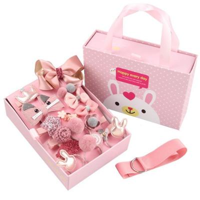 China Recycled Materials New Children's Reused Materials Elastic Band Children's Hairpin Hair Tie Hairpin Headdress Hair Accessories Gift Box Set for sale