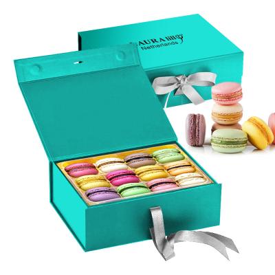 China Recyclable Custom Luxury Book Hard Shaped Magnetic Macarons Wrapping Paper Gift Box With Plastic Tray for sale