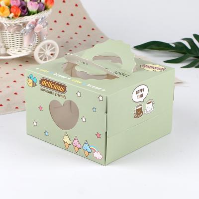 China 4 Inch Recyclable Cake Box Cartoon Thickened Portable Window Birthday Cake Box for sale