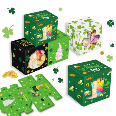 China PSB St Patrick's Day Lucky Shamrock Beer Party Square Open Window Gift Box Recyclable for sale