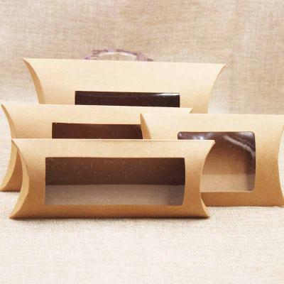 China Recyclable Custom Brown Kraft Paper Gift Pillow Box for sale