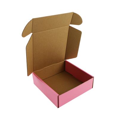 China PSB Recyclable Custom Printing Mailing Box Pink Corrugated Cardboard Box Express Mailing Packaging for sale