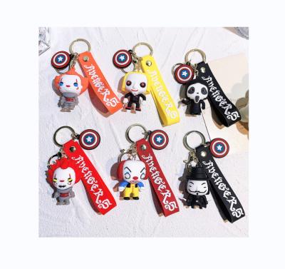 China Festival Gifts Cartoon Halloween Horror Clown Clown Keychain Car Key Bag Key 1000 Key Bag Chain Small Pendant Gift for sale