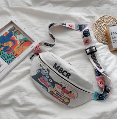 China 2020 hip-hop cute student waist bag high quality new cartoon personality wild casual printed canvas messenger bag for sale