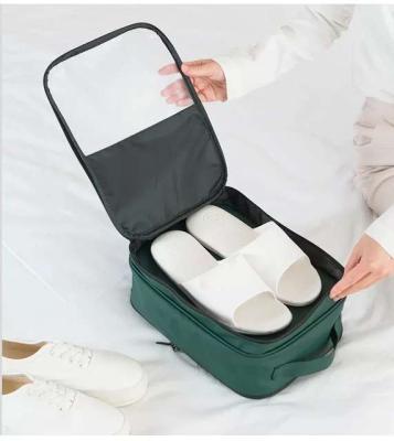 China Portable Folding Small PU Shoe Bag Travel Shoe Storage Bag Waterproof Shoe Bag PU Material for sale