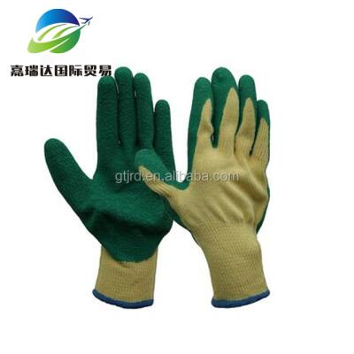 China Comfortable/Flexible/Durable T/C Wire Safety Gloves Palm Coated Green Latex Ply Finish Gloves Working Gloves for sale