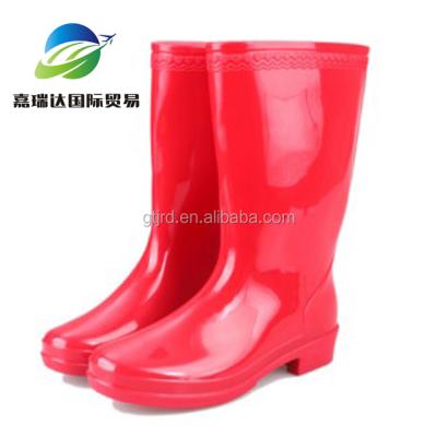 China Lady Women Anti-Static PVC Safety Mid Height Red Rain Boots Work Waterproof Boots for sale