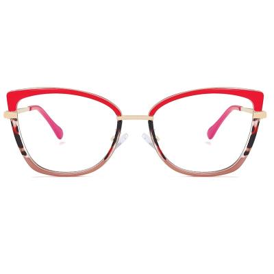 China Fashion cat eye glasses Top Selling Metal Women TR90 Eye Glasses Anti-Blue Light Glasses Frame Fashion Colorful Design Custom Logo for sale