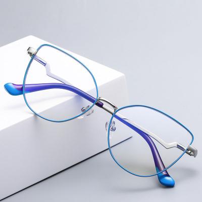 China Fashion anti blue light glasses Lunette Trending Spring Metal Hinge Women Female  Glasses Frame Eyeglass Blue Cat Eye Anti Light Optical for sale