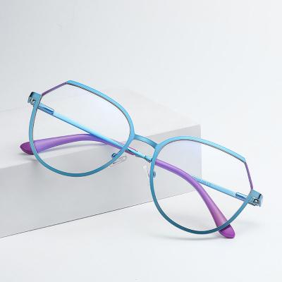 China Fashion anti blue light glasses High Quality Personalized Anti Blue Light Glasses OEM ODM Wholesale Frames Metal Optical  Eyeglasses For Women for sale