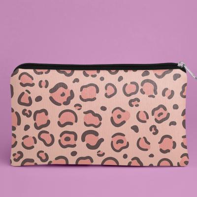 China Glasses Packing Wholesale Pink Leopard Sublimation Sunglasses Bag Custom Printing Makeup Bags With Portable Zipper Glass Bag for sale