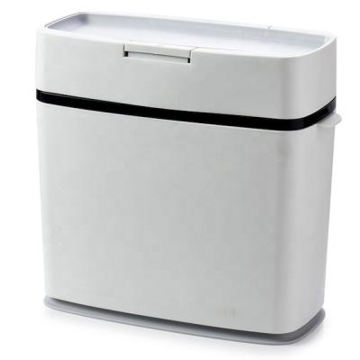 China Sustainable Slim Plastic Bin Waste Bin Trash Bin With Press Type Lid for sale