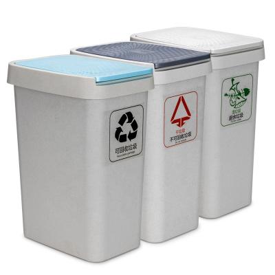 China Sustainable 3 Compartment Classified Garbage Bin Waste Bin Bin Recycle Bin With Lid for sale