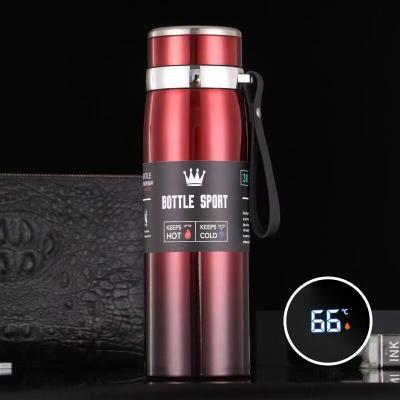 China Food Grade 304 Stainless Steel Water Bottles 1L King Double Walled Thermo Water Bottle With Tea Strainer for sale