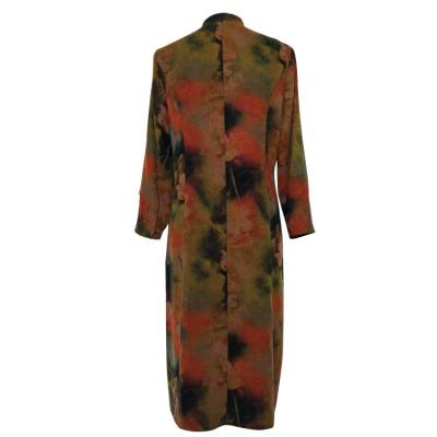 China Floral Anti-Wrinkle Anti-Wrinkle Winter And Autumn Long Ladies Trench Silk Coat For Women for sale