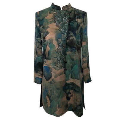 China Anti-wrinkle Anti-wrinkle Chinese Style Embroidered Formal Silk Jackets And Fancy Women Coats for sale