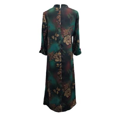 China Lady Elegant Long Sleeves Casual Floral Long Cheongsam Summer Dresses L--4XL L--4XL for sale