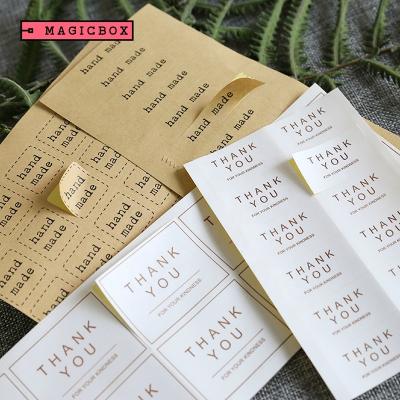 China Scratch Off Cheap Custom Brand Logo Small Kraft Label Self Adhesive Color Print Any Shape Die Cut Thank You Seal Box Sticker for sale