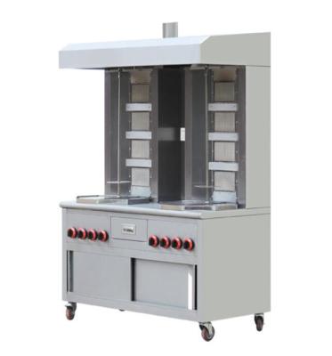 China Beweegbare de Kebabmachine 2 * 4 Branders 220V van Gasshawarma met Rolling Wielen Te koop