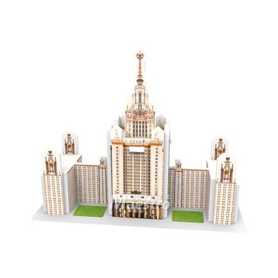 China Cartoon Toy DIY 3D Puzzle Toy Mini Building Model Moscow State Paper University In Small Size For Children for sale