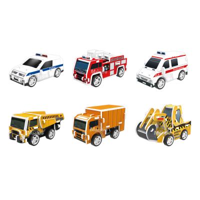 China Cartoon Toy DIY Vehicle Jigsaw Puzzle Toy Car Models 3D Car Puzzle With Pull Out Engine for sale