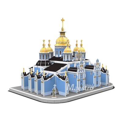 China Cartoon Toy Model Kits 3d Paper Puzzle Toy Mikhailovskiy Monastery For Adults for sale