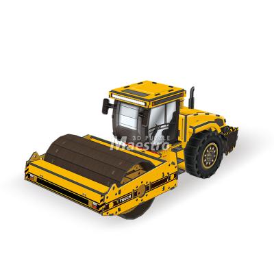 China Cartoon Toy Wholesale Educational Road Roller ENV 3D Foam Paper Puzzle Model Toy for sale