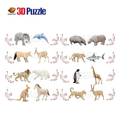 China Cartoon Toy Wholesales Children's Educational Toys 3d Paper Jigsaw Puzzle 3d Animal Kits for sale