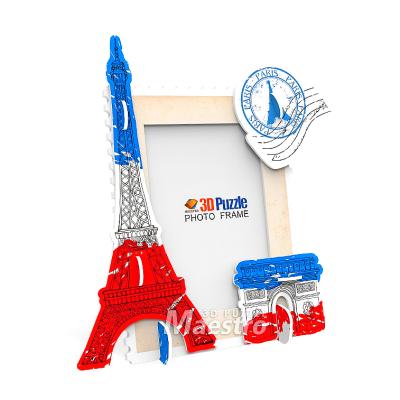 China Cartoon Toy Customized ENV 3D Puzzle Eiffel Tower Photo Frame Puzzle for sale