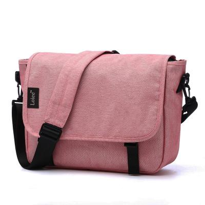 China Polyester Vintage Waterproof Canvas Messenger Bag Casual Shoulder Bag School Bag Pink for sale