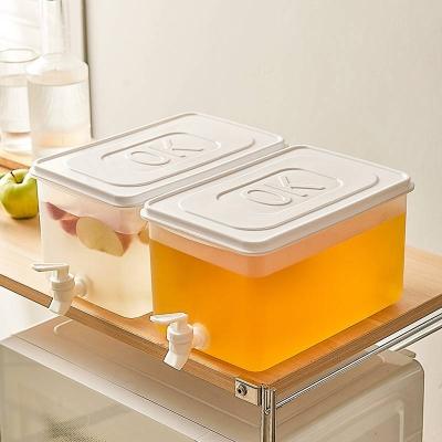 China Large Capacity 5L And 3.5L Viable Cold Beverage Dispenser With Rotary Tap Creative Plastic Separable Juice And Milk Bucket Lattice for sale