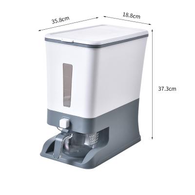 China Sustainable Kitchen 12kg Rice Bucket Pet Food Grain Rice Plastic Moisture Proof Dispenser for sale