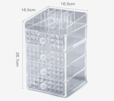 China Viable Customized Acrylic Cosmetic PS Makeup Organizer Jewelry Storage Box for sale