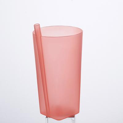 China Sustainable Reusable 400ml 500ml BPA Free Plastic Cups With Straw for sale