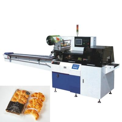 China Horizontal Food Three Servo Pillow Bag Bread Croissants Cake Food Pita Bread Packing Machine for sale